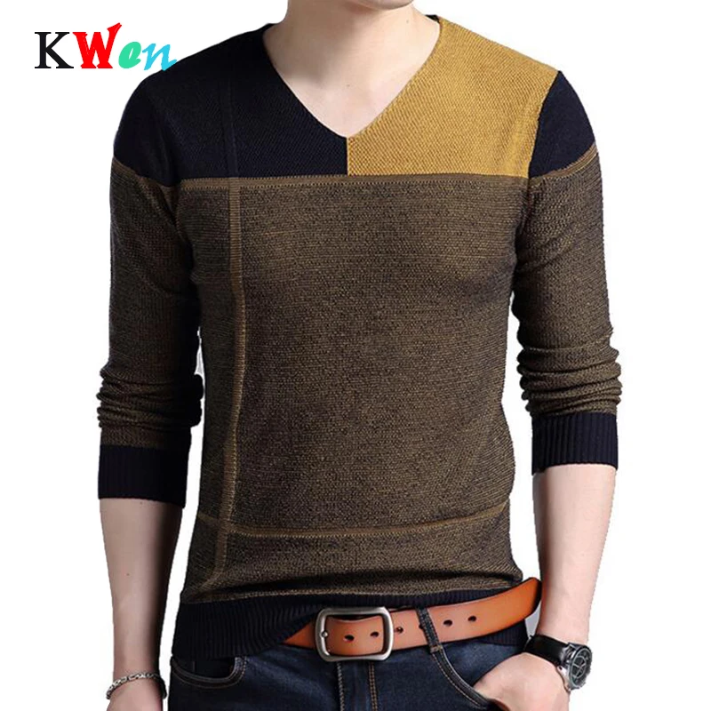 

New designer pullover patchwork men sweater dress jersey knitted sweaters mens wear slim fit knitwear fashion clothing