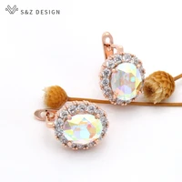 sz design new fashion egg shape oval crystal dangle earrings for women wedding party jewelry elegant cubic zirconia eardrop