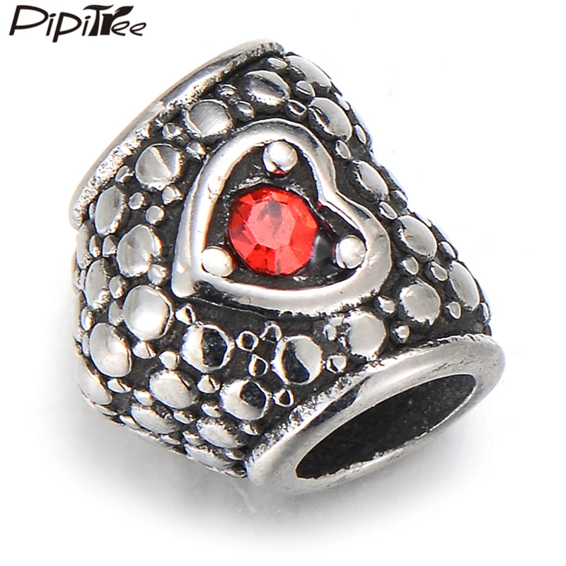 Винтажные бусины подвески Pipitree в виде сердца из нержавеющей стали стиле ретро