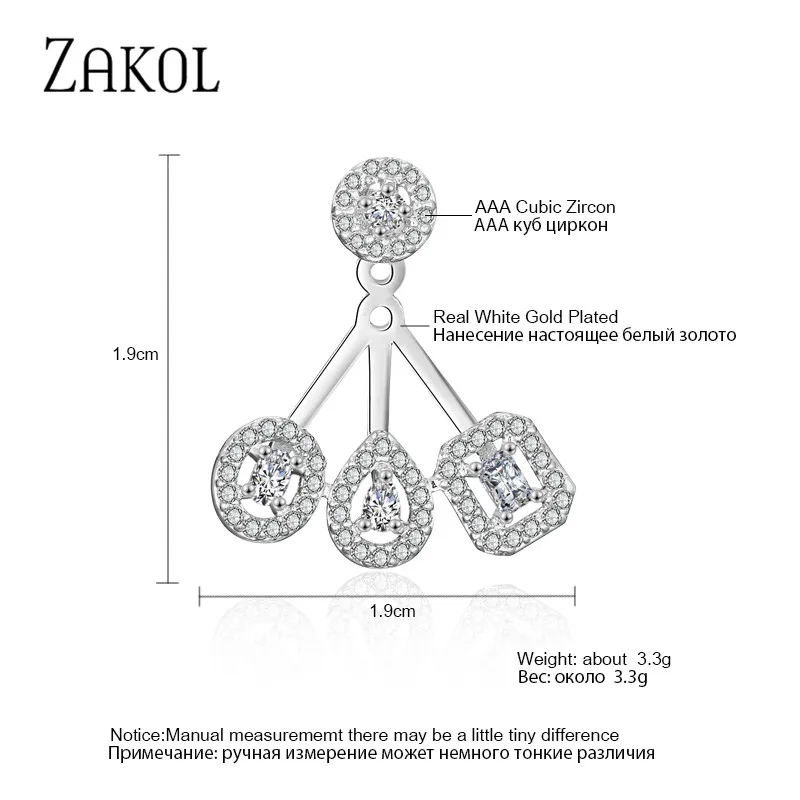Женские Висячие серьги ZAKOL изящные Роскошные с гемометрическим фианитом