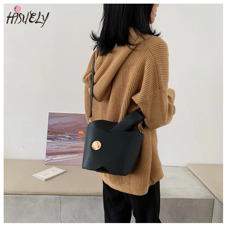 

HISUELY Personalized Women's Handbags High Quality Leather Solid Women Hand Bag Summer New Irregular Bucket Bags Purses BG526 Q4