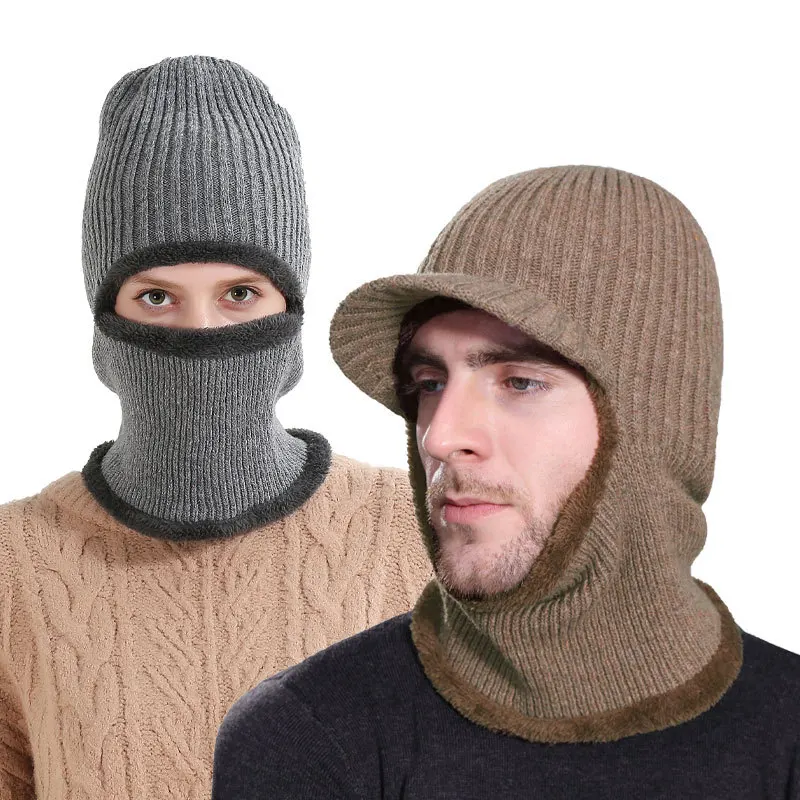

knit hat outdoor men cold protection cap new winter fashion wool hat warm