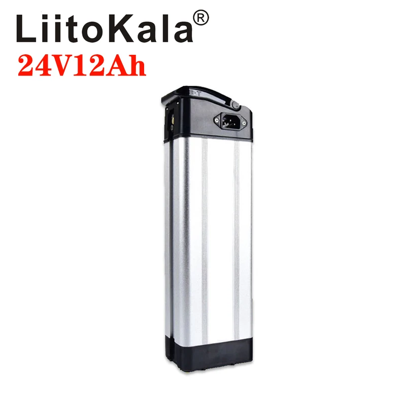 

LiitoKala 24v 12ah 7S4P lithium ion battery pack for 24v 250w 350w motor electric bike battery silver fish 24v 12ah Aluminum