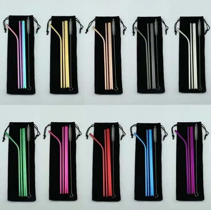 

Многоразовые Нержавеющая сталь соломы прямые человеческие волосы для наращивания, набор изогнутая соломинка щетка для очистки металла см...