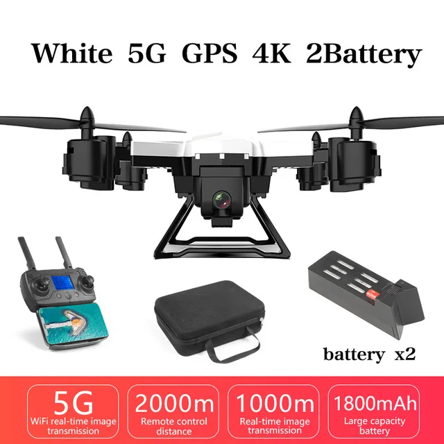 White 5G GPS 2B pro gps Дрон 2000 метров Дистанция управления Радиоуправляемый вертолет Дрон с 5G 4K HD камерой Квадрокоптер складной FPV wifi KY601G - Цвет: White 5G GPS 2B