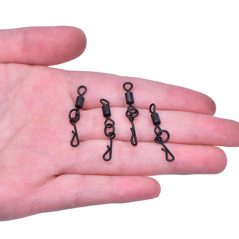 

20pcs Fishing Rolling Swivels With Quick Change Snaps Carp Rigs Long Body Swivel