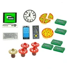 Совместимые аксессуары для города, печатная плитка, строительные блоки, компьютер, ТВ, телефон, часы, копия пиццы, монеты, доллары, грибы, запчасти