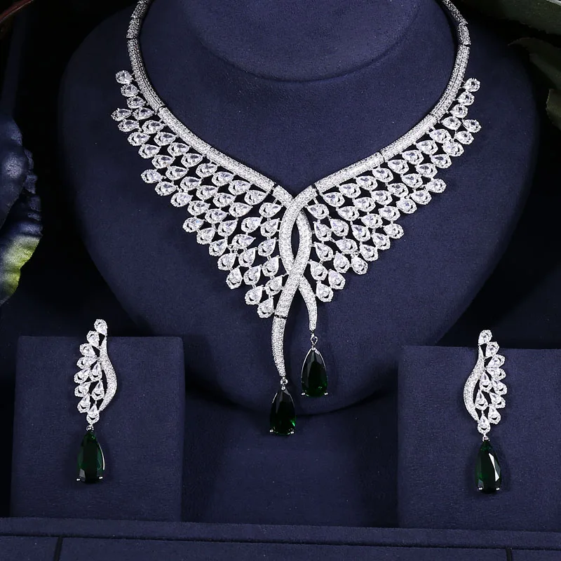 Jankelly Нигерия 2 шт. Свадебные циркониевые Ювелирные наборы для женщин вечерние