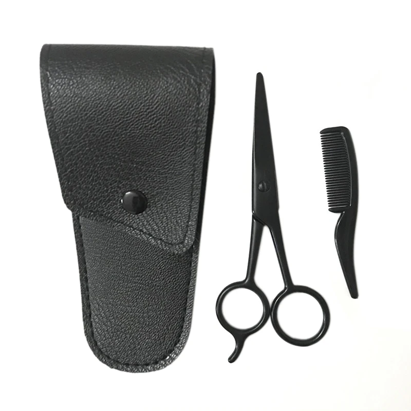

Mustache Scissors with Comb, Beard Grooming Kit for Facial Hair, Eyebrow, Eyelash, Beard, Moustache with PU
