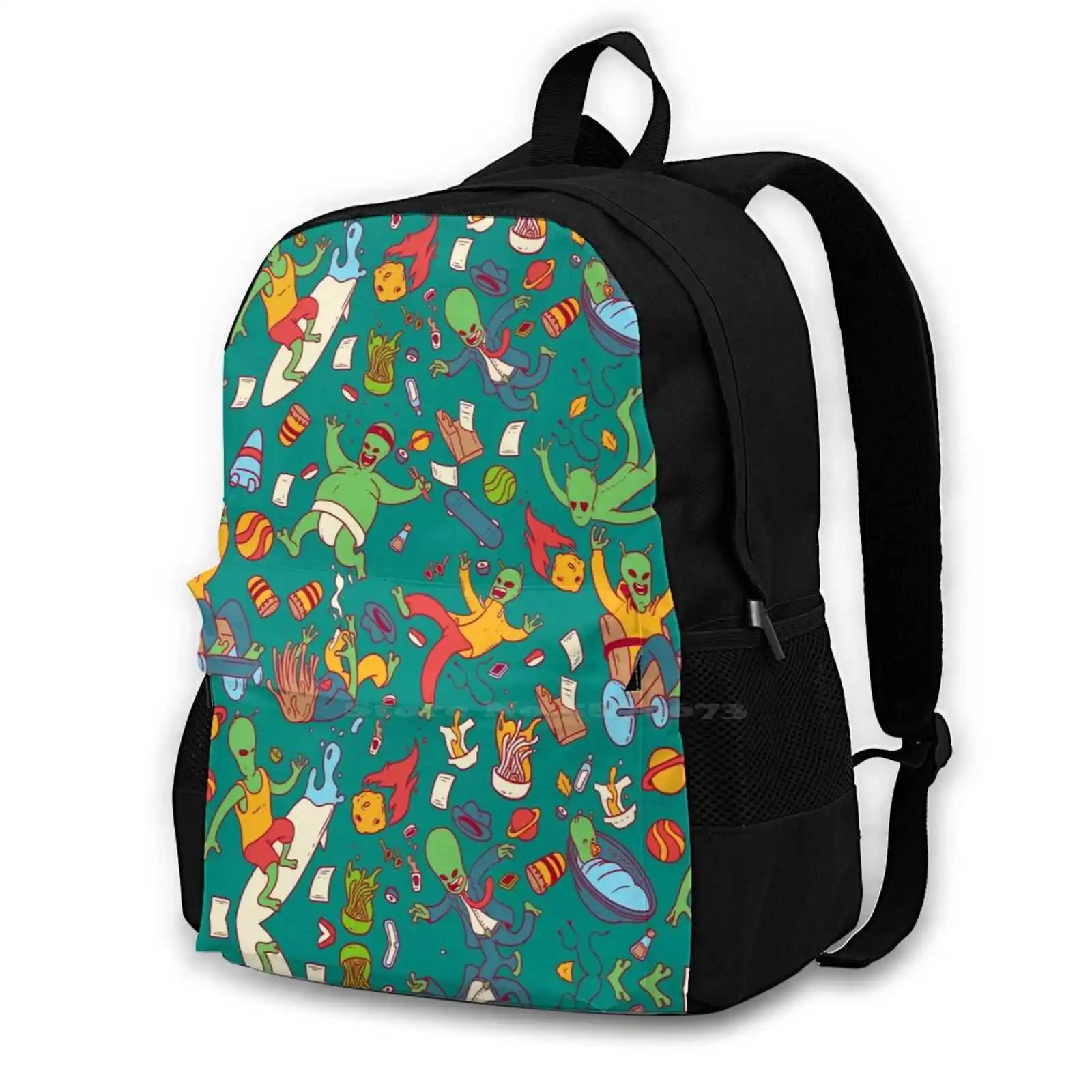 

Happy Aliens Pattern School Bag Big Capacity Backpack Laptop 15 Inch Happy Aliens Cartoon Pattern Family Sport Surfing Skate