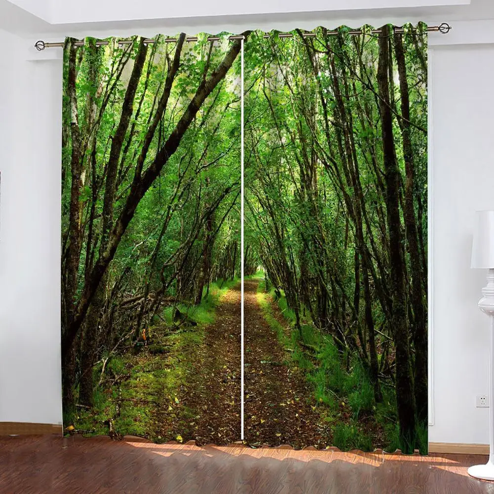 Пользовательские 3D фото лесное дерево небольшая дорога пейзаж оконные шторы для