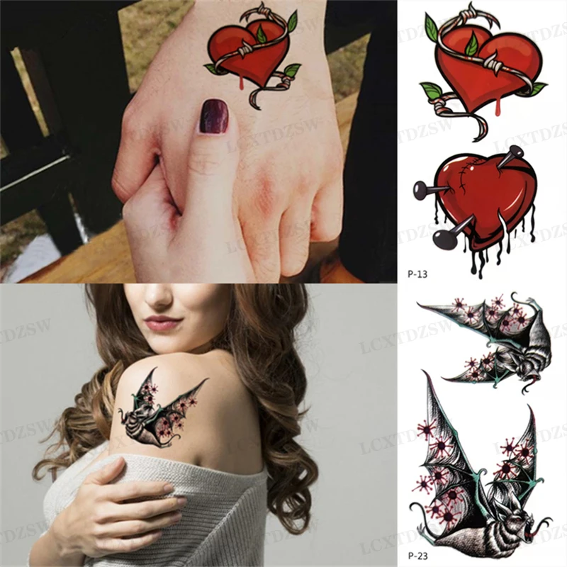 Waterproof Temporary Tattoos Stickers Totem Cute Fox Wolf Tattoo Women's Flower Sticker Arm Fake Sleeves Flash Body Art Male