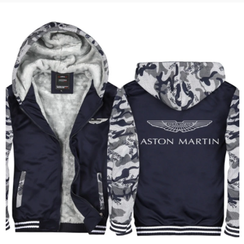 Новинка 2021 зимняя толстовка на молнии в виде автомобиля Aston Martin мужское теплое