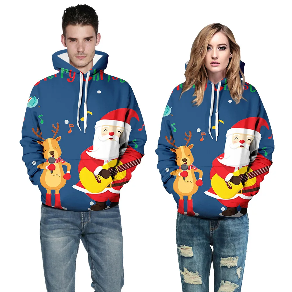 

2021 Christmas Clothing Hoodie Christmas 3D Digital Printing round Neck Hoodie Casual Sweater