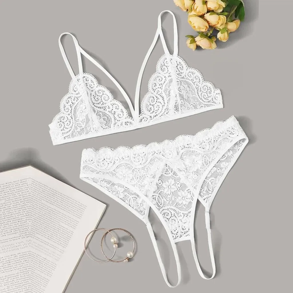Сексуальный женский кружевной беспроводной бюстгальтер без косточек комплект