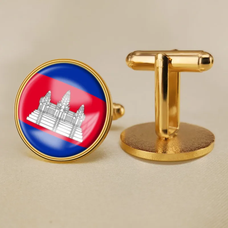 

Coat of Arms of Cambodia Cambodian Map Flag Cufflinks Flag National Emblem Cufflinks