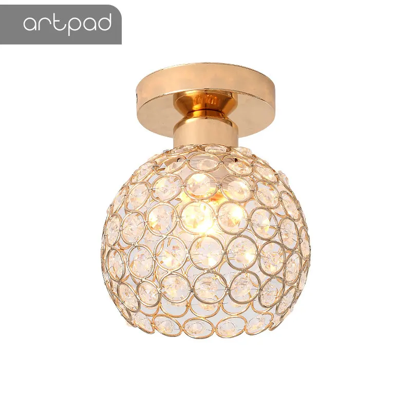 

Artpad Modern LED Crystal Ceiling Light for Entrance Corridor Balcony Aisle Decor Surface Mount Square Round Gold Ceiling Lamp