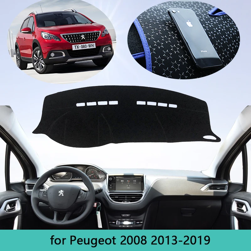 Крышка приборной панели автомобиля для Peugeot 2008 2013 ~ 2019 Авто Dashmat Dash коврик