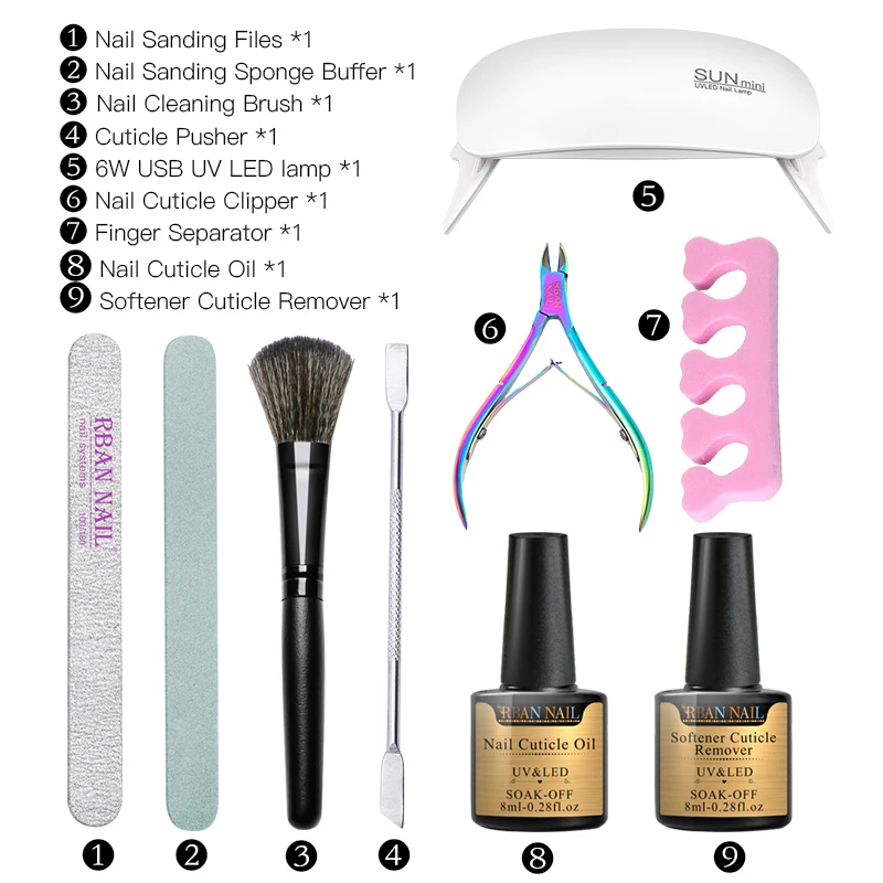 Набор Маникюрный RBAN для сушки кутикулы сушилка с УФ светодиодный Ной лампой 6 Вт
