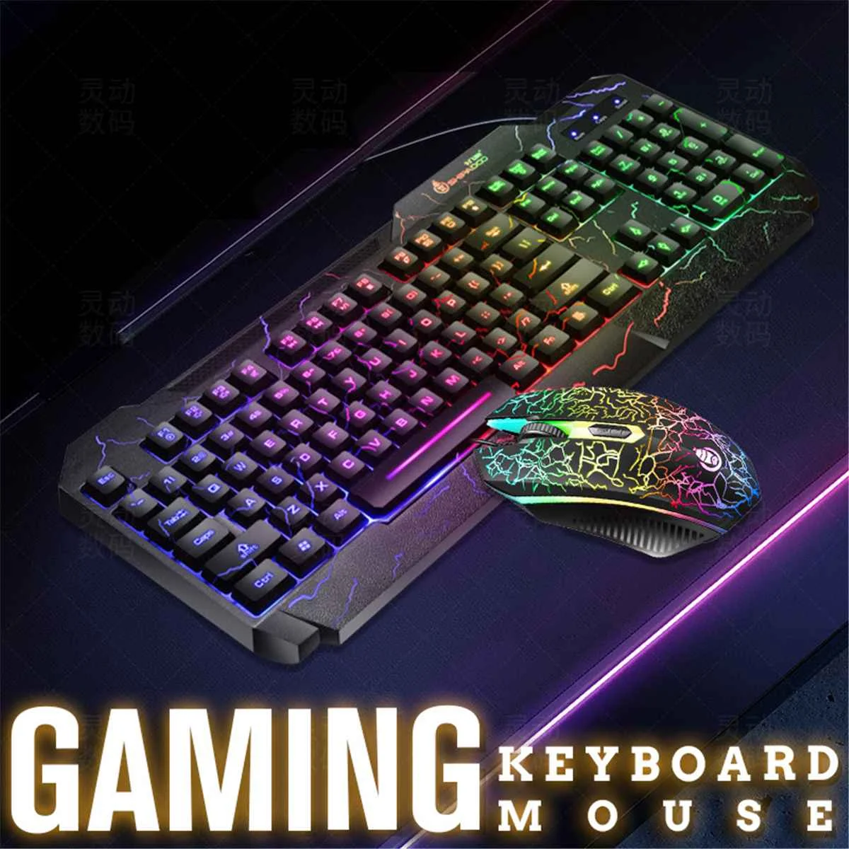 

Wired Gaming Keyboard Mouse Kit 1600dpi Standard 104 key USB LED Backlight keyboard Mouse Gamer Combos with Ergonomic Mause D620