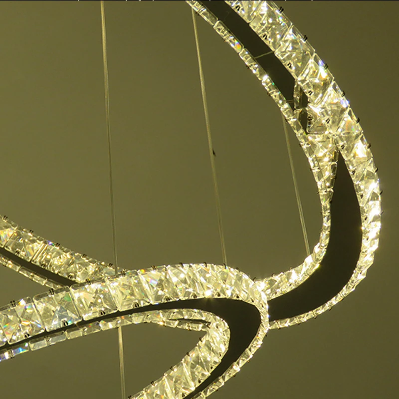 Círculo de cristal K9, luces de arañas LED modernas para sala de estar, accesorios, lámparas colgantes para restaurante con señuelos de iluminación remota