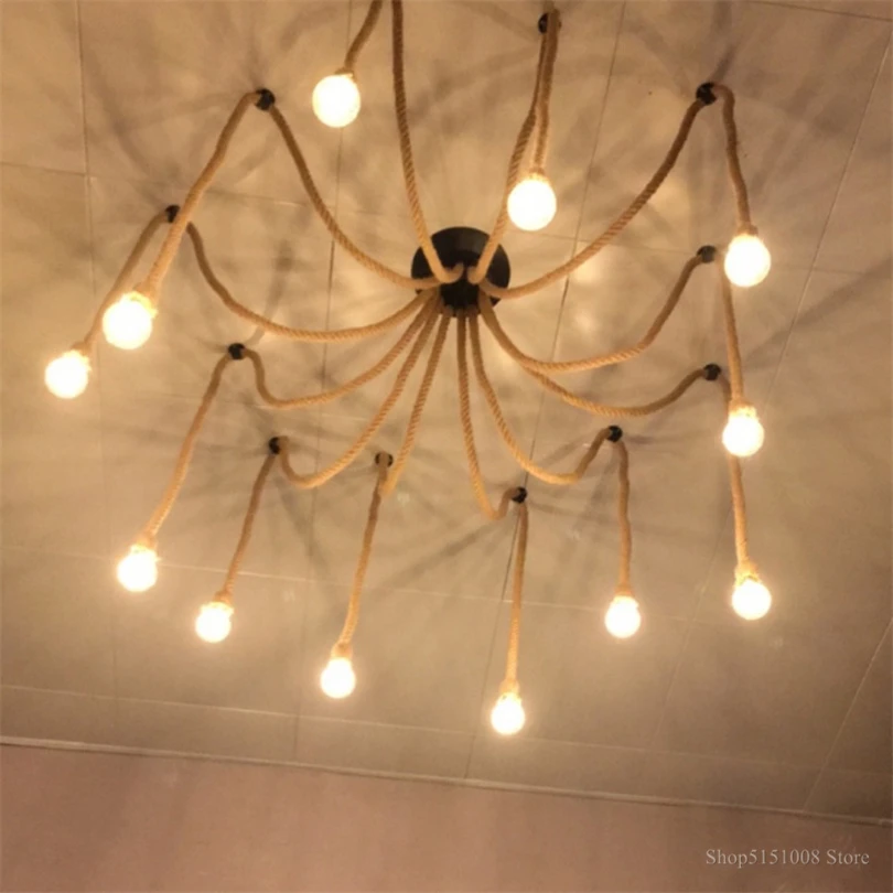 Подвесной светильник ZYZAO из пеньковой веревки E27