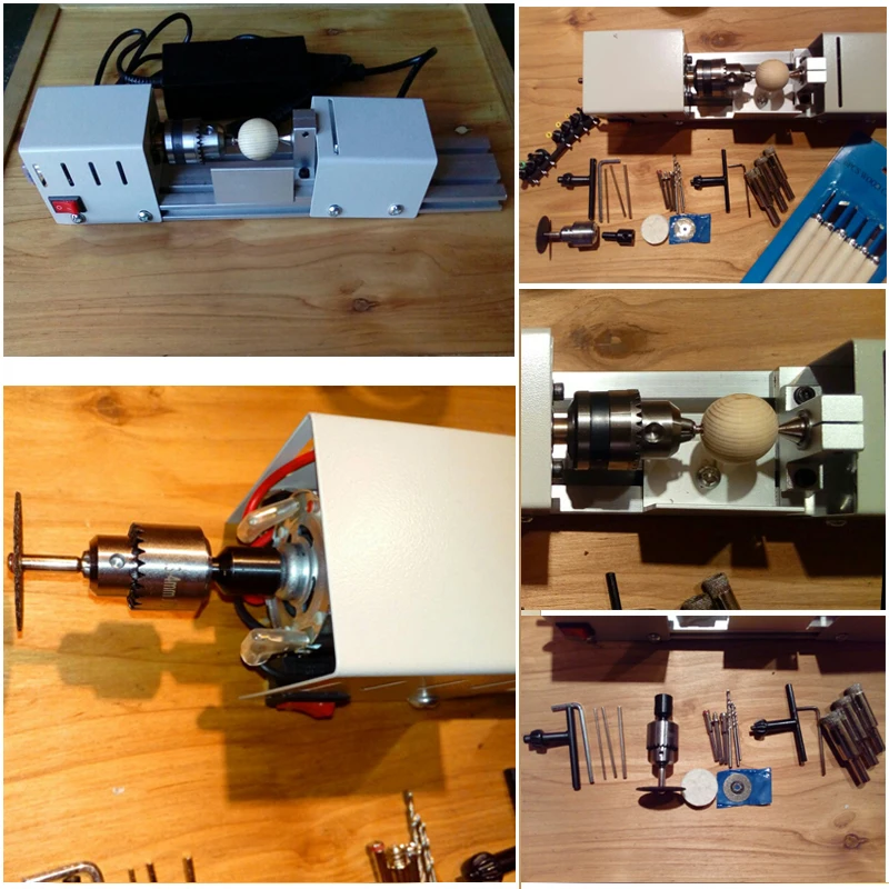 

Mini Lathe Machine Tool DIY Woodworking Wood lathe Milling machine Grinding Polishing Beads Drill Rotary Tool Set