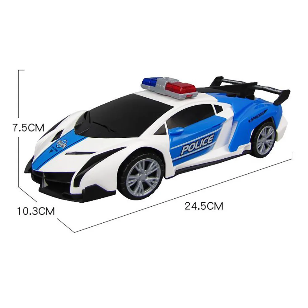 Полицейская игрушечная машинка с вращающимися на 360 градусов колесами крутая