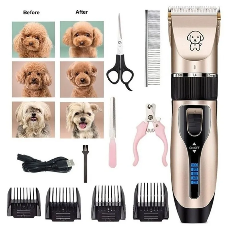 

Pet Dog Grooming Kit clipper Professional Electrical Trimmer Rechargeable Grooming Cordless Hair Tool Haircut Shave Machine Set