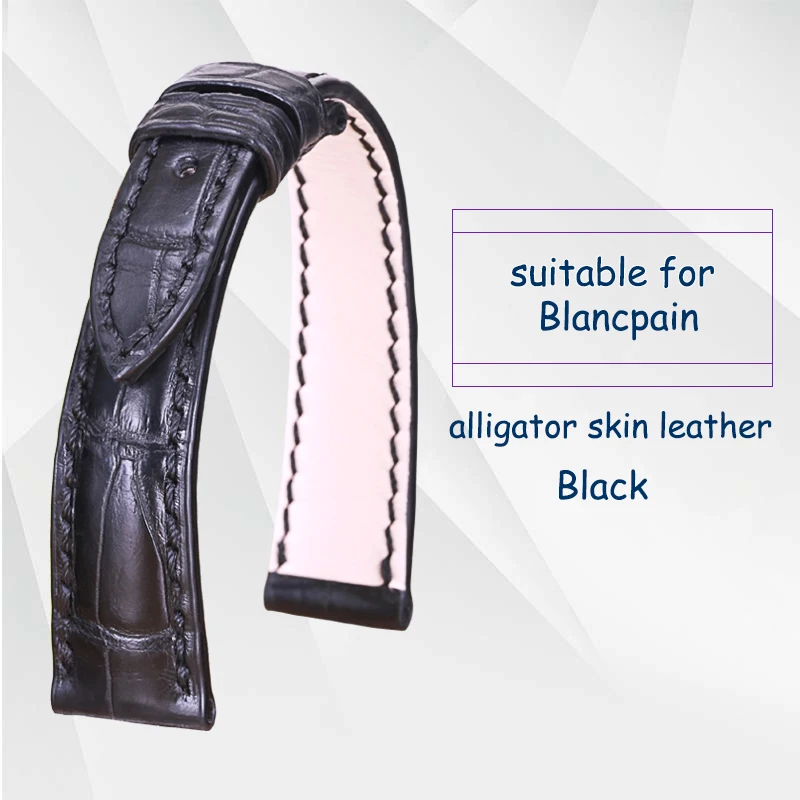 PESNO подходит для blucpain Villeret для женщин 6102/6104/6263/3650A кожа аллигатора Натуральная кожа Ремешки для наручных часов - Цвет ремешка: Black