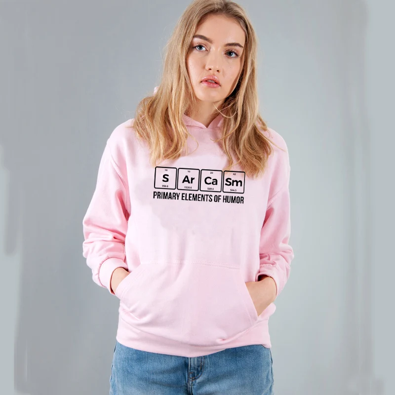 Основные элементы юмора женские толстовки Sarcasm забавная химия пуловер для