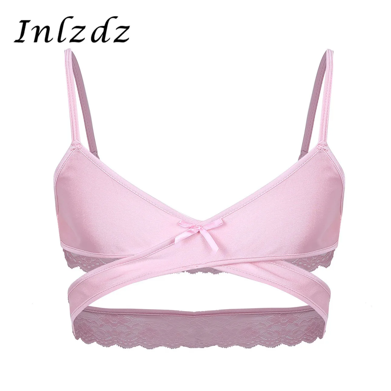 Mens Lingerie Sissy Crossdresser Sexy Bra Open Cup Cross Over Back Wire-free No Padded Tops Bralette Exotic Costumes |