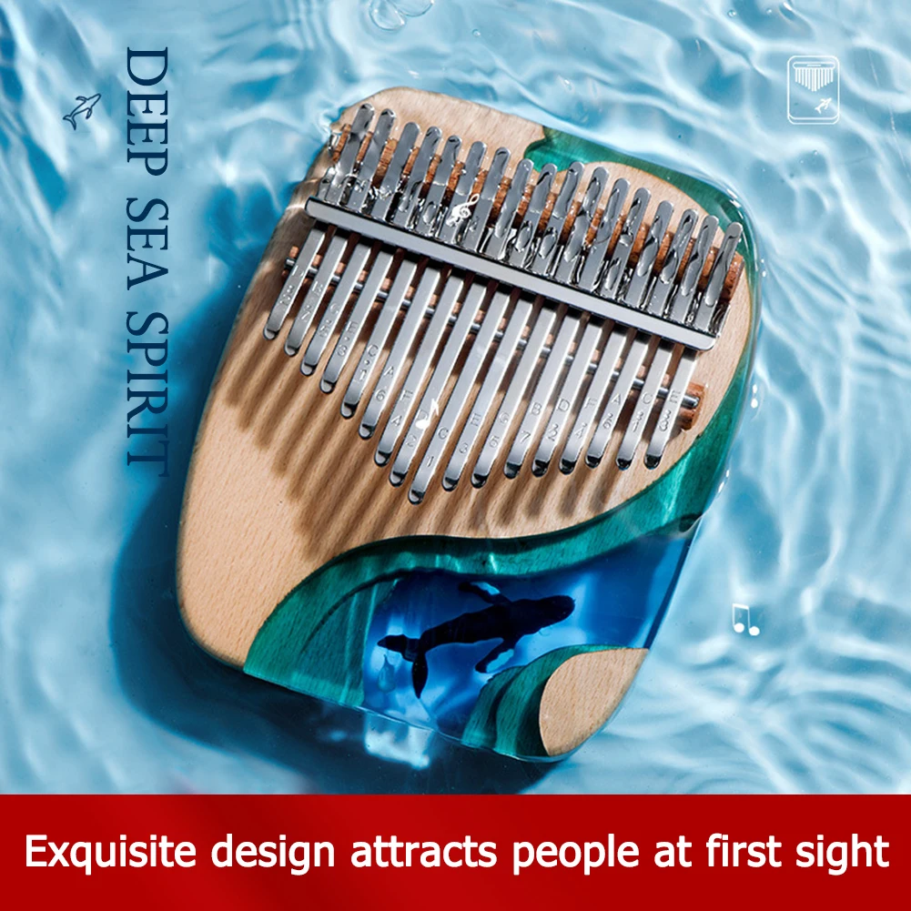 17 клавиш Голубой дельфин калимба Красивый Музыкальный автомат буковая древесина