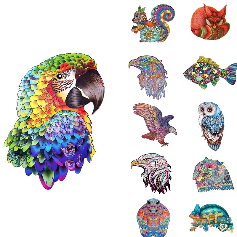 

3D пазл с кошкой и рыбой, деревянный пазл, животные из джунглей, пазлы «сделай сам», игры, подарок, мультяшная игрушка для взрослых и детей, раз...