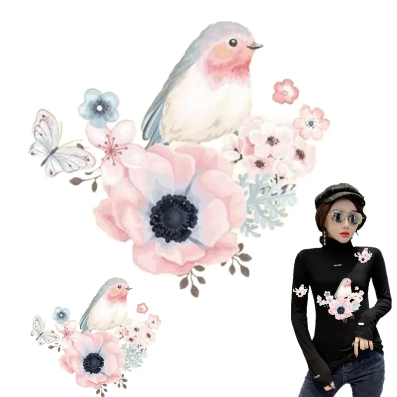 Нашивки Цветок Птица утюжок на передачу тепла stcikers странные вещи железные