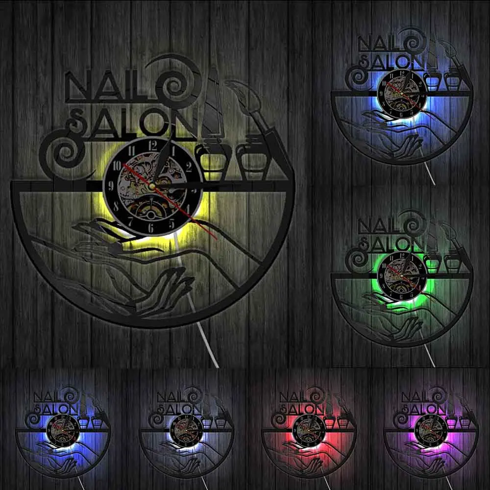 Виниловые настенные часы для салона красоты декор мебель дизайна ногтей
