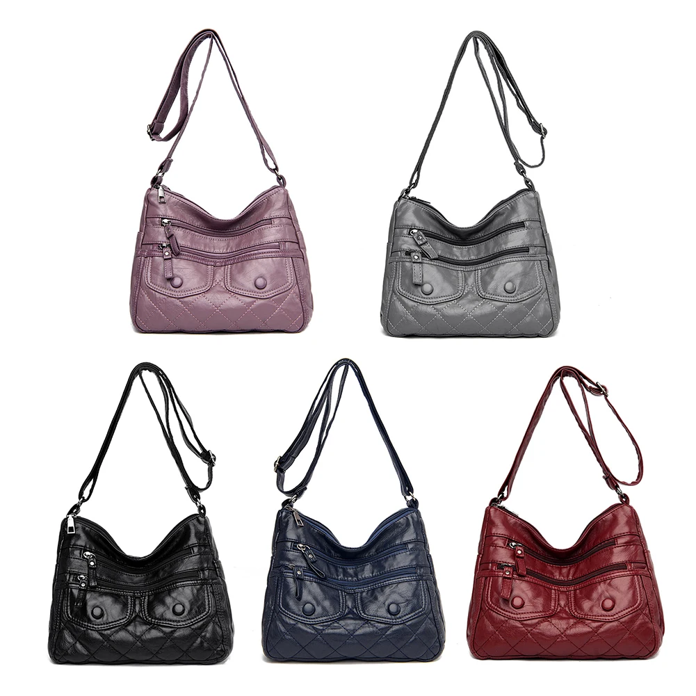 

Fashion Solid Color Lattice Crossbody Bag Women Nylon Shoulder Bags Female Casual Messenger Bags For Girls Female Square Bags
