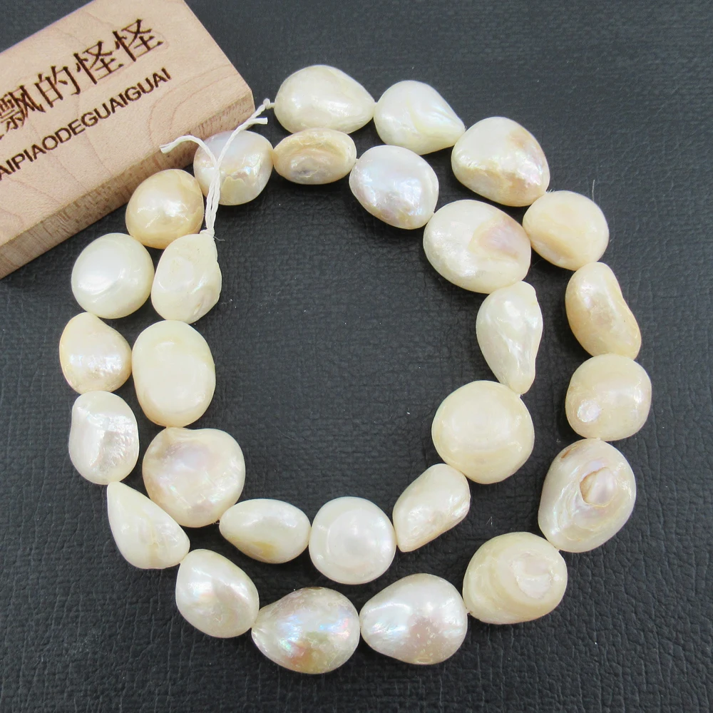 

APDGG Wholesale 5 Strands Big Natural Tooth White Shell Pearl Beads 15'' Loose Beads Jewelry Making DIY