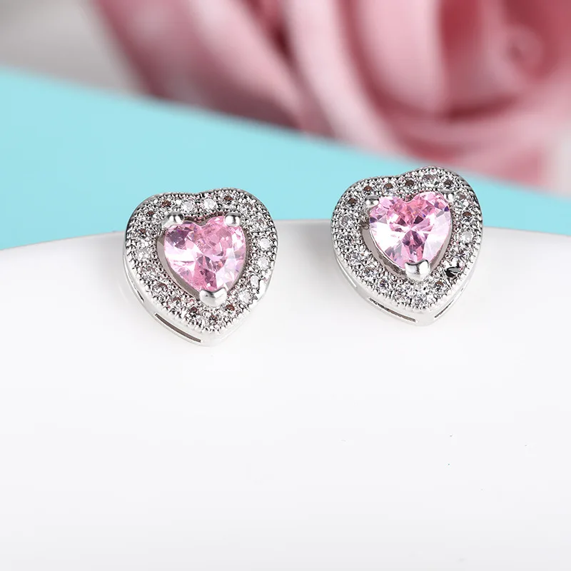 

Exquisite Trendy Love Heart Zircon Stud Earring For Women Girls Sweet Romantic Style Earring Jewelry Daily Wearing