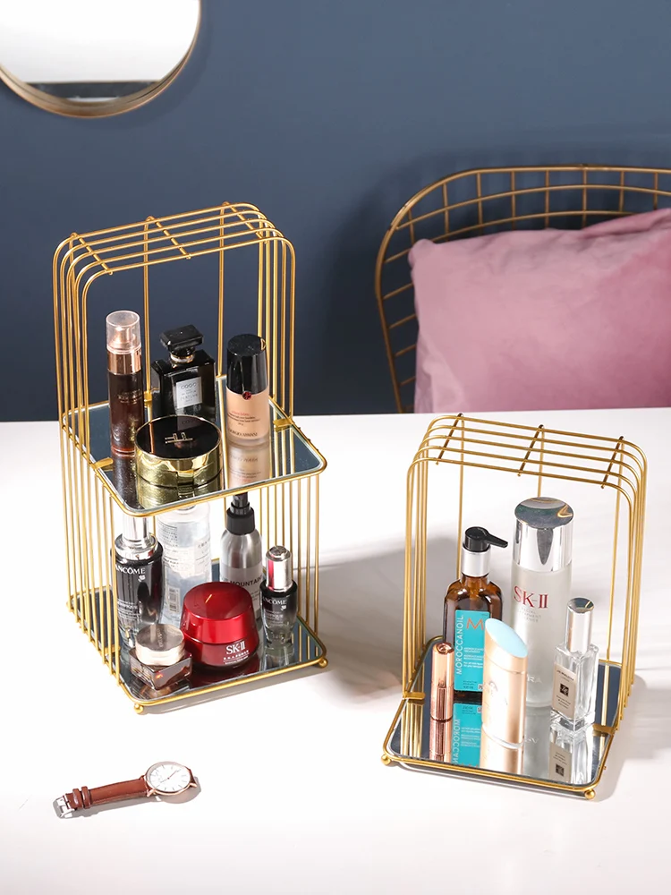 

Nordic Style Cosmetics Storage Holder Creative Multi-Function Iron Table Organizer Dressing Table Lipsticks Storage Rack