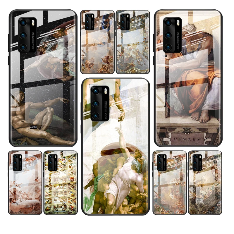 

Tempered Glass Cover Art Fresco Michelangelo For Huawei Y6 Y7 Y9 Y5P Y6P Y8S Y8P Y9A P Smart Z 2019 2020 2021 Phone Case