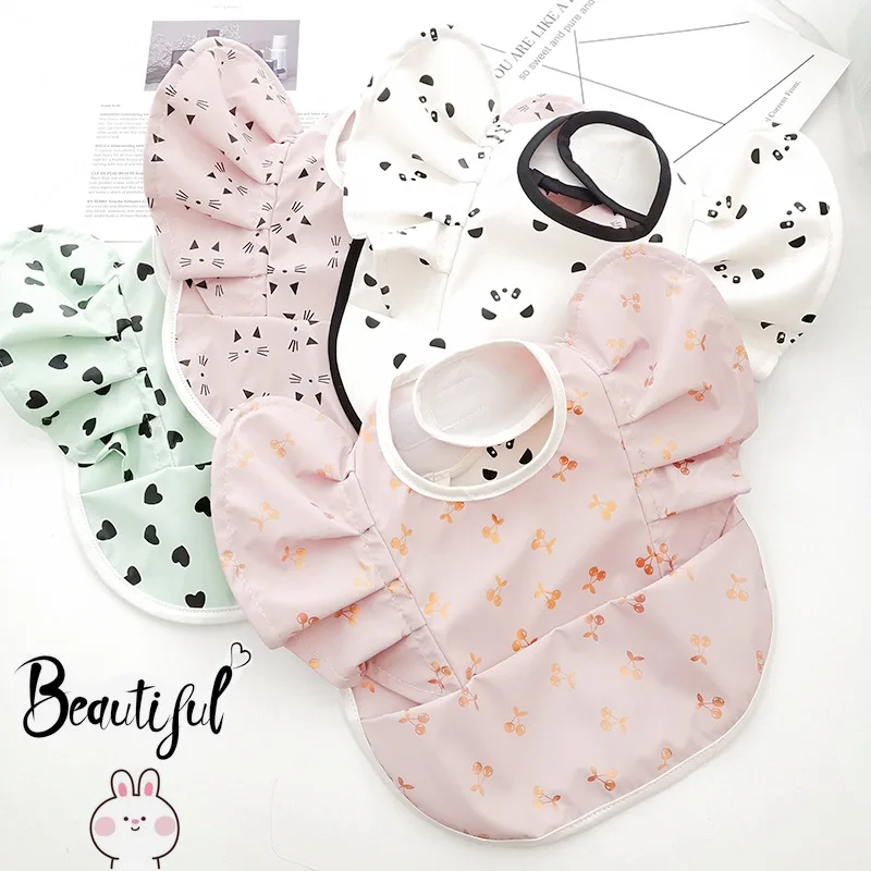 INS Korean PU Feeding Bib For Baby Accessories Tableware Your Meal Aprons Print Waterproof Baby Food Kids Clothing Stuff Scarf