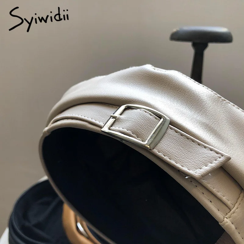 Syiwidii 2021 Новые осенне-зимние береты шапки для женщин из искусственной кожи