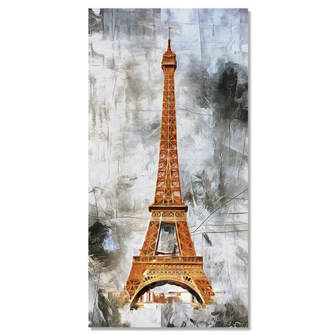 Холщовый постер с изображением Эйфелевой башни Лондона Нью-Йорка пейзажа Парижа в скандинавском стиле Настенная картина Декор для дома и гостиной