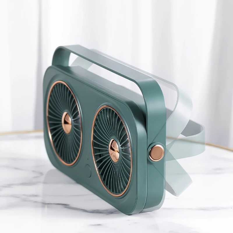 

Mute Dual-head Wireless Desktop Fan 3 Speeds 360 Adjustable Mini Battery Operated USB Mini Desk Fan for Home Office Car