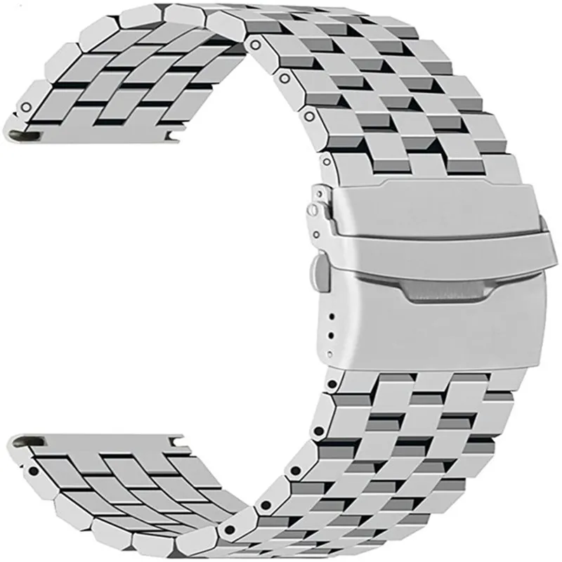 18MM 20MM 22MM 24MM Brushed Stainless Steel Replacement Watch Band Metal Watch Strap Bracelet Deployment Double FlipLock Buckle