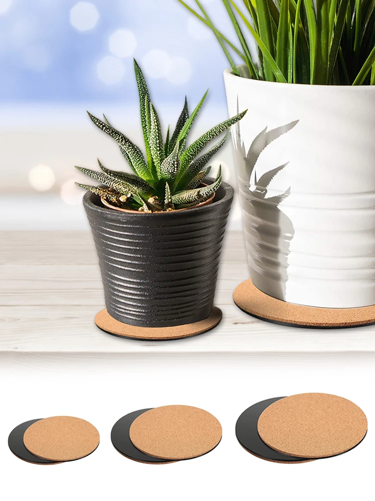 

10PCS Cork Flower Pot Plant Anti-Scratch Floor Mat Plastic Round Absorbent DIY Table Coasters Pad For Horticultural Planting