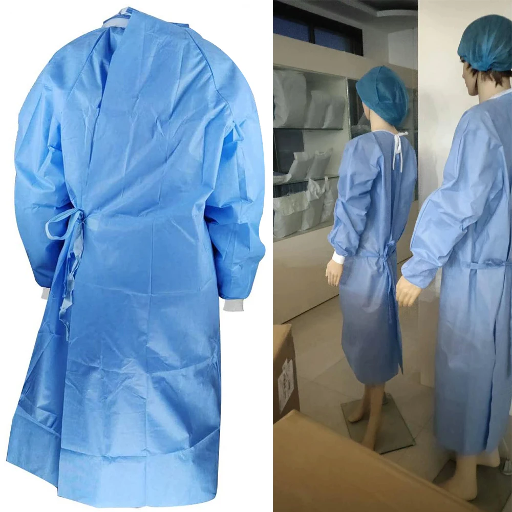 1 Piece SMS Disposable Gown Protective Coveralls Isolation Sterile Sleeves Waist Ties |