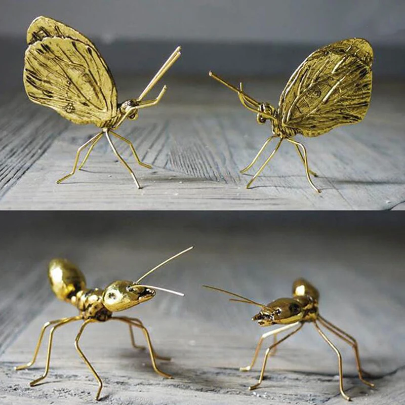 

Декоративная металлическая медная Золотая Бабочка-муравей ручной работы, украшение для художественного декора, аксессуары