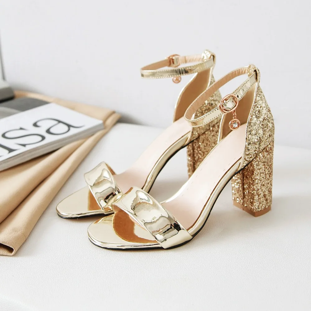 

Women Fashion High Heels Sandals Rhinestone Shoes Woman Summer Ladies Buckle Slingbacks Sandals Female Shoes 2021